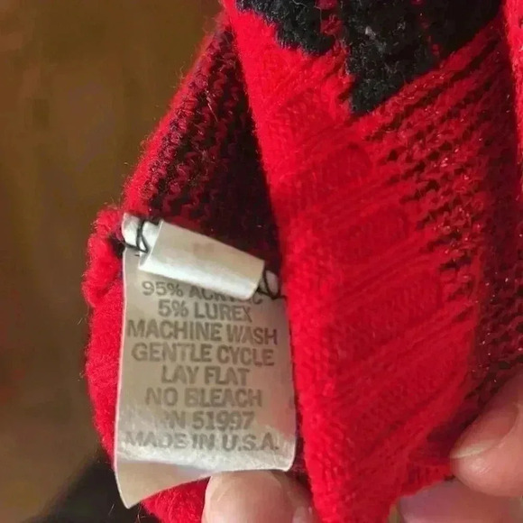 Vintage 80s Centennial Knits Sparkle Red and Black Sweater - Small - Picture 6 of 6